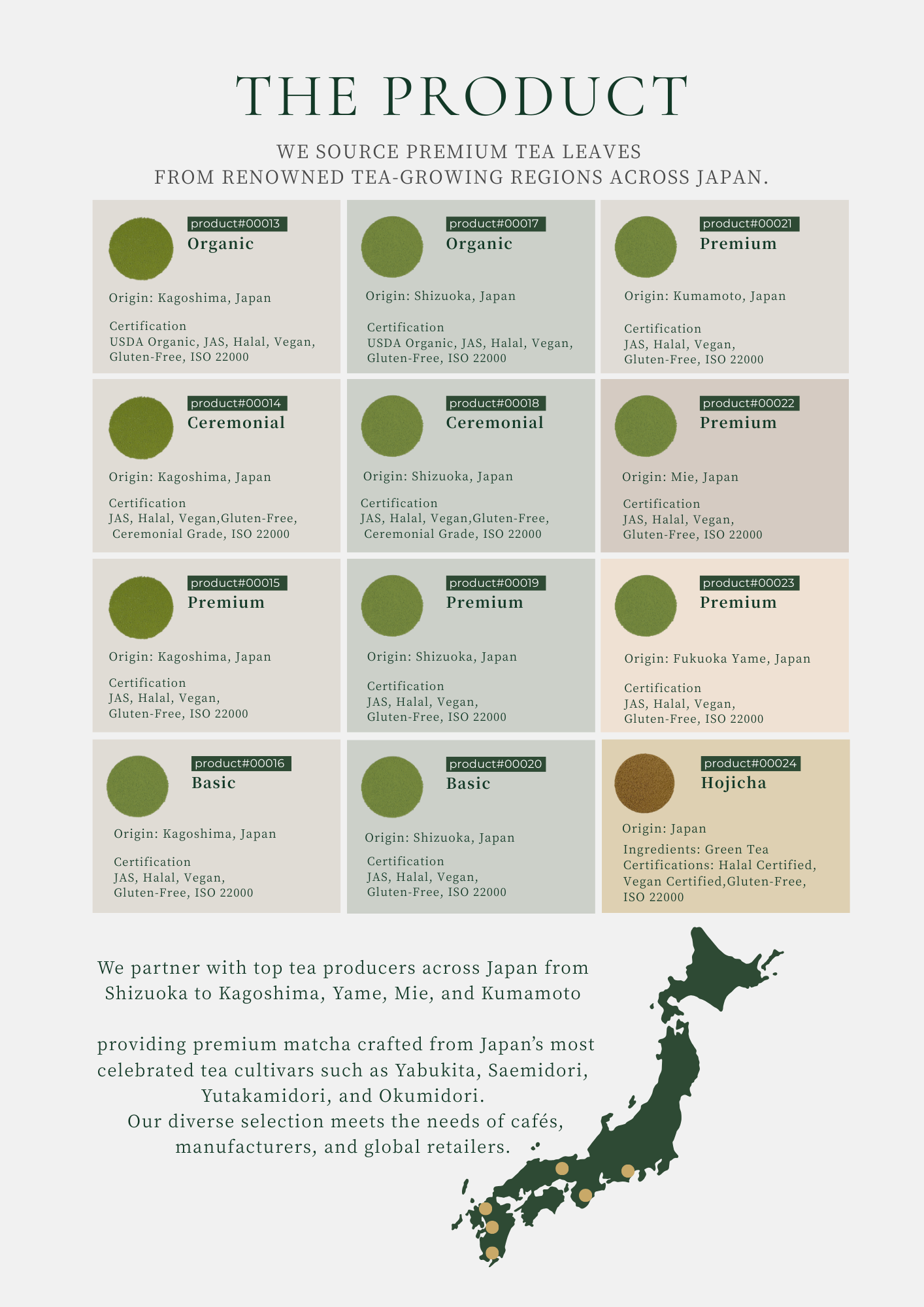 Premium Tea Leaves from Renowned Tea-Growing Regions Across Japan